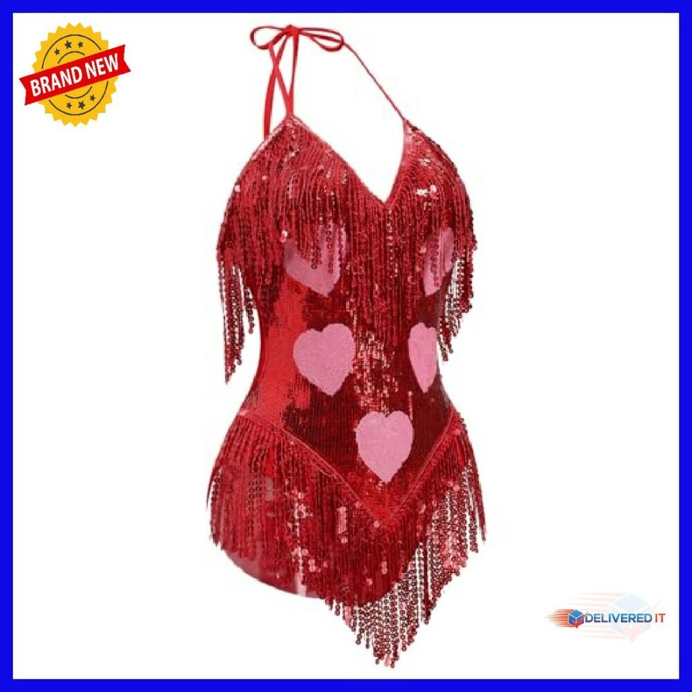 Sparkle Star Fringe Bodysuit Rave Festival Outfit Adjustable Halter - Picture 3 of 8